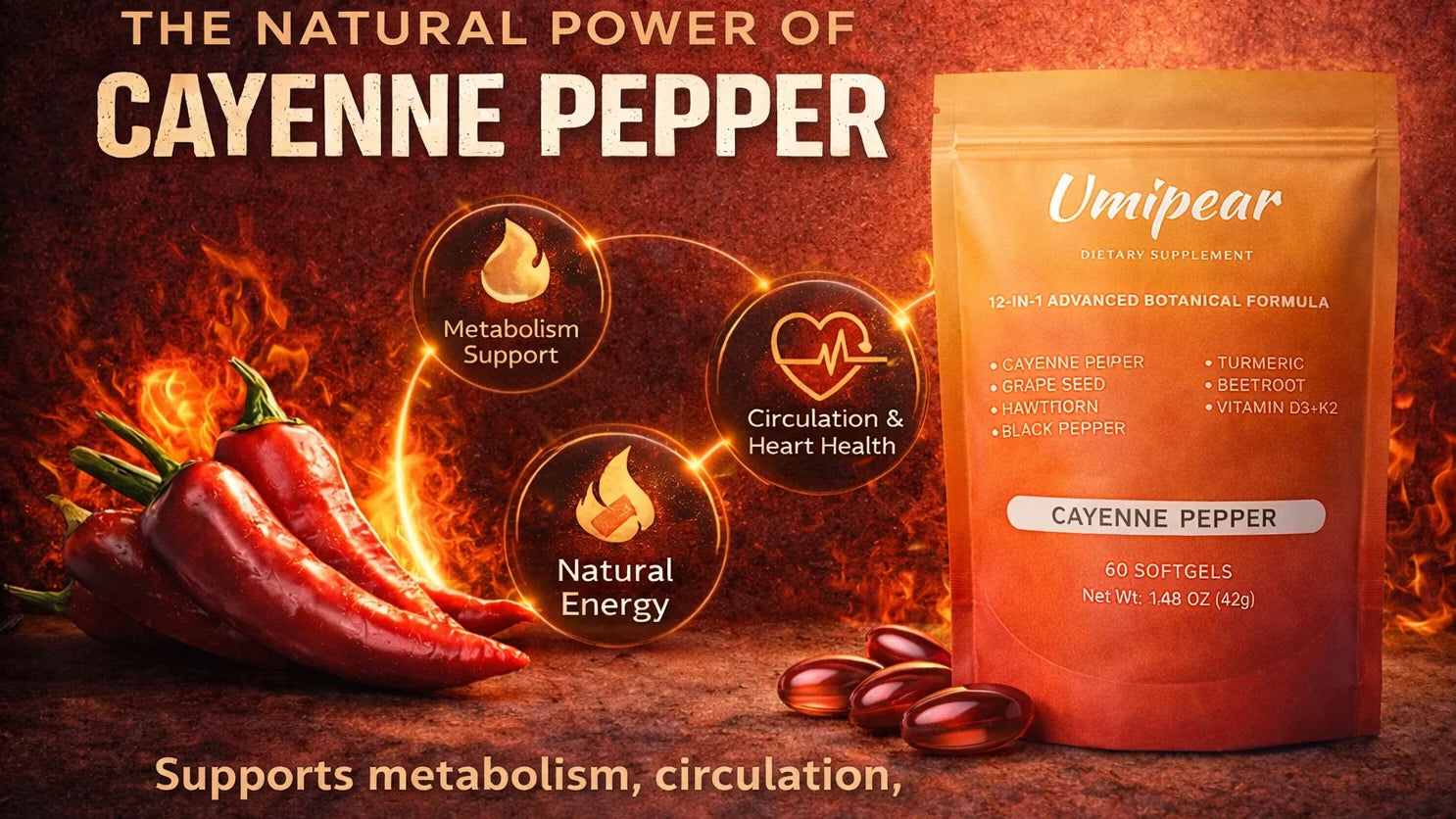 Cayenne Pepper Softgels: The Natural Way to Support Metabolism, Circulation, and Daily Vitality